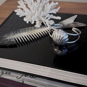 935 Sterling Silver Shell costal cuff bracelet